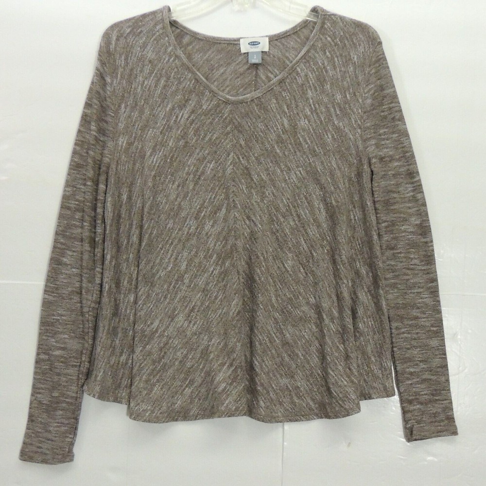 Old Navy Women' S Long Sleeves Crew Neck Shirt Brown S/P